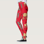 Leggings Vacances Animaux d'hiver Rennes | Rouge de Noël (Gauche)