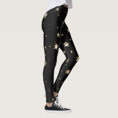 Leggings Vacances Black et Gold Faux Metal Christmas Stars (Droite)