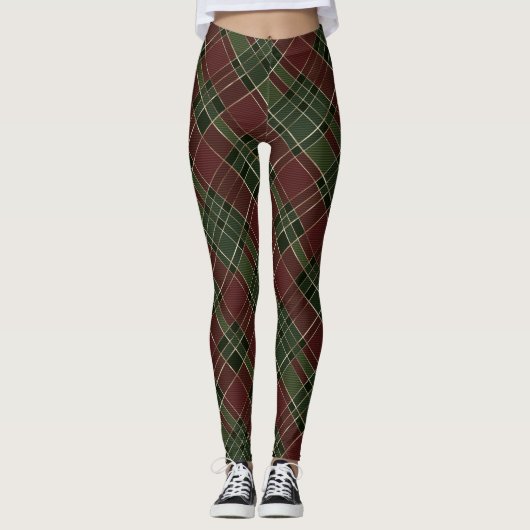 Leggings Vacances de Noël vert de Bourgogne (Devant)