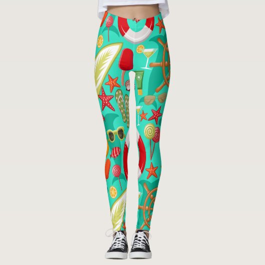 Leggings vacances été plage motif (Devant)