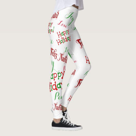 Leggings Vacances Feliz Navidad Imprimer Légendes pour femm (Droite)