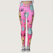 Leggings vacances hip rose hiver froid de noël animaux (Devant)