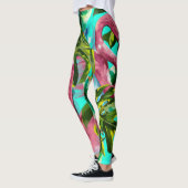 Leggings Vacances Tropical Green Palm Flamants roses roses (Gauche)