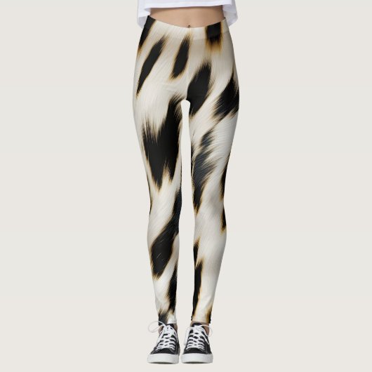 Leggings Vache blanche noire (Devant)