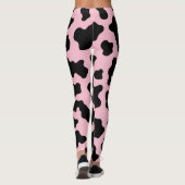 Leggings Vache blanche noire et rose Imprimer (Dos)