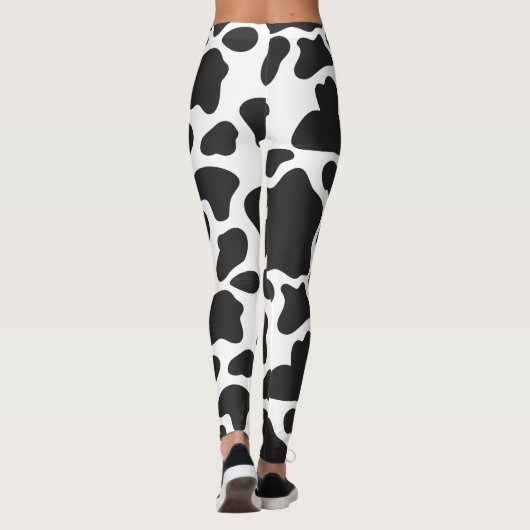 Leggings Vache mignonne simple Imprimer noir et blanc (Dos)