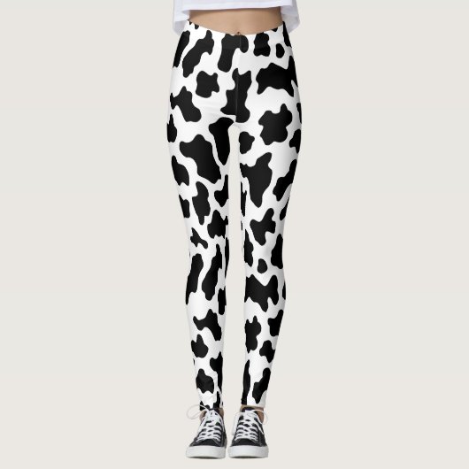 Leggings Vache noire et blanche Imprimé (Devant)