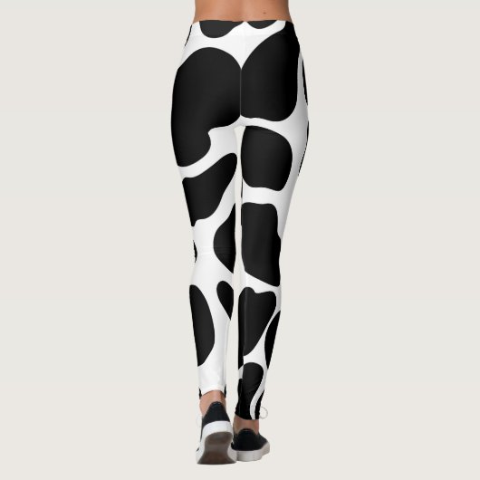 Leggings Vache noire et blanche Imprimer Ferme rustique (Dos)