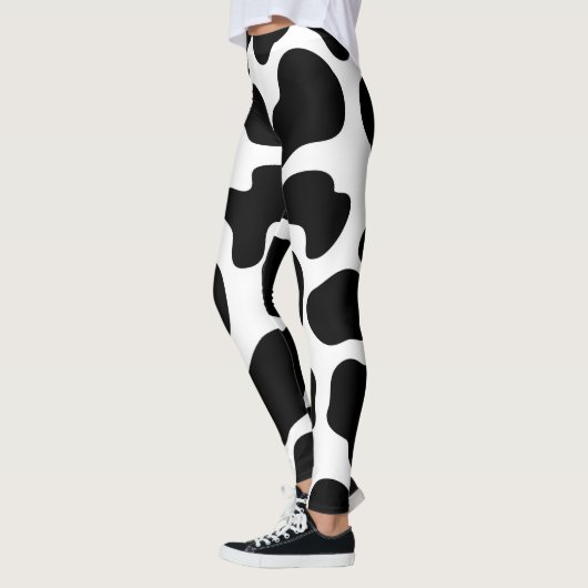 Leggings Vache noire et blanche Imprimer Ferme rustique (Gauche)