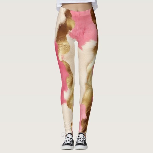 Leggings Vachette d'or à la crème rose (Devant)