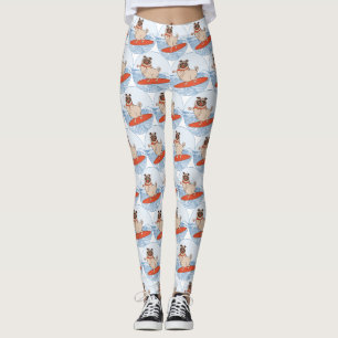 Leggings Vague à cheval heureux chien de carlin sur la plan