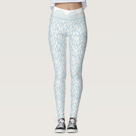 Leggings Vague bleu doux et Motif de paille (Devant)
