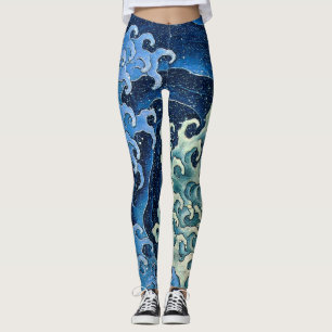 Leggings Vague féminine de Hokusai Océan Vintage