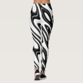 Leggings Vague Noire Et Blanche Abstraite (Dos)