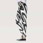 Leggings Vague Noire Et Blanche Abstraite (Gauche)