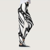Leggings Vague Noire Et Blanche Abstraite (Droite)