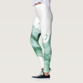 Leggings Vague verte abstraite (Gauche)