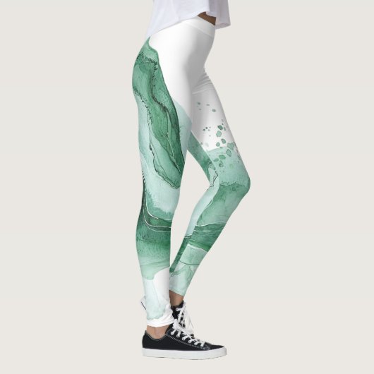 Leggings Vague verte abstraite (Droite)