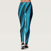 Leggings Vague Zèbre 3D Bleu Doux De Luxe (Dos)