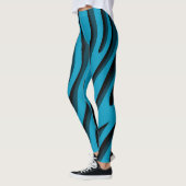 Leggings Vague Zèbre 3D Bleu Doux De Luxe (Gauche)