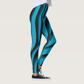 Leggings Vague Zèbre 3D Bleu Doux De Luxe (Droite)