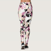 Leggings Vagues Abstraites de couleur noire rose (Dos)