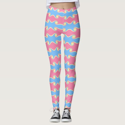 Leggings Vagues Abstraites de torchis aux couleurs pastel L (Devant)