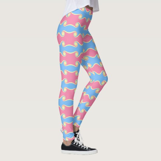 Leggings Vagues Abstraites de torchis aux couleurs pastel L (Droite)