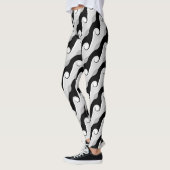 Leggings Vagues Abstraites en gris noir et clair (Gauche)