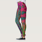 Leggings Vagues atomiques Abstraites Turquoise Trippy (Gauche)