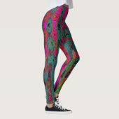 Leggings Vagues atomiques Abstraites Turquoise Trippy (Droite)
