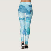 Leggings Vagues, baleine, texture bleu enfantine (Dos)