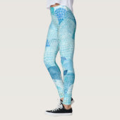 Leggings Vagues, baleine, texture bleu enfantine (Gauche)