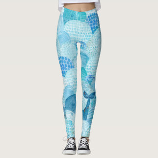 Leggings Vagues, baleine, texture bleu enfantine