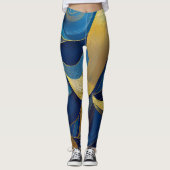 Leggings Vagues bleues et or (Devant)