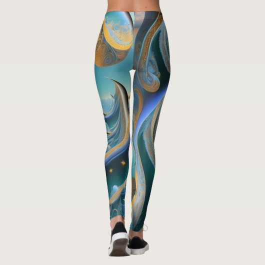 Leggings Vagues bleues et or (Dos)