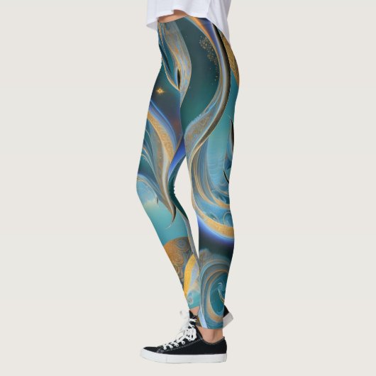 Leggings Vagues bleues et or (Gauche)