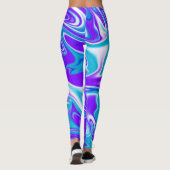 Leggings Vagues célestes : Le marbre bleu blanc et violet (Dos)
