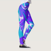 Leggings Vagues célestes : Le marbre bleu blanc et violet (Droite)