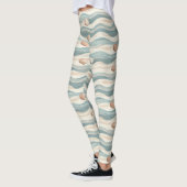 Leggings Vagues de coquillages de plage Boho (Gauche)