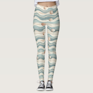 Leggings Vagues de coquillages de plage Boho