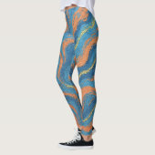 Leggings vagues de corail et d'indigo (Gauche)