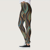 Leggings Vagues de gravure : Bronze Texture de cuivre (Gauche)