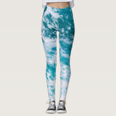 Leggings Vagues de l'océan bleu (Devant)
