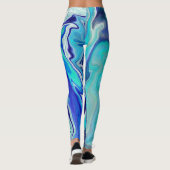 Leggings Vagues de marbre bleu et Turquoise (Dos)