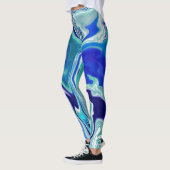 Leggings Vagues de marbre bleu et Turquoise (Gauche)