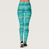Leggings Vagues de mer bleu sarcelle vert (Dos)