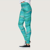 Leggings Vagues de mer bleu sarcelle vert (Gauche)