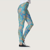 Leggings Vagues de mer bleu turquoise Abstrait unique (Droite)