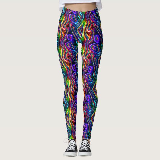 Leggings Vagues de mosaïque de PARTIE de LAMPES AU NÉON de (Devant)